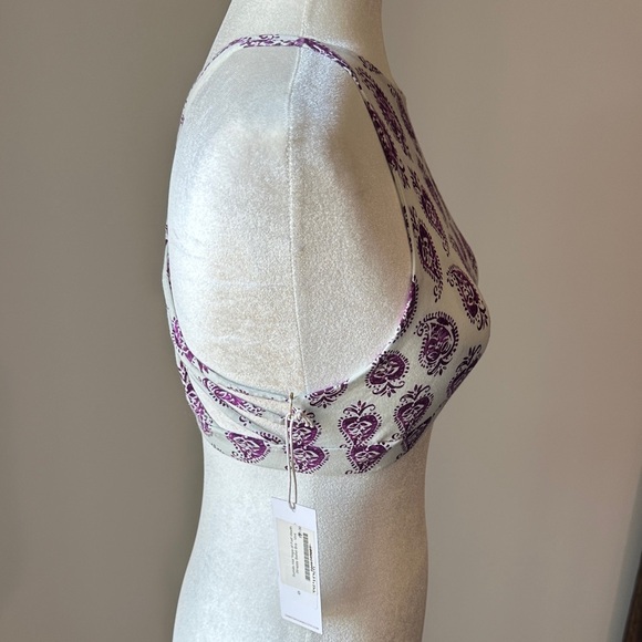NWT Spiritual Gangster White and Purple Paisley Crop Top - Picture 4 of 7